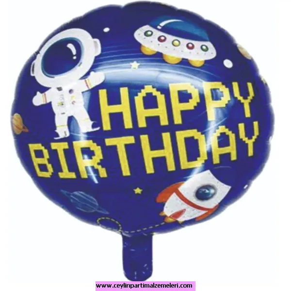 18 İnç Yuvarlak Uzay Temalı Folyo Balon